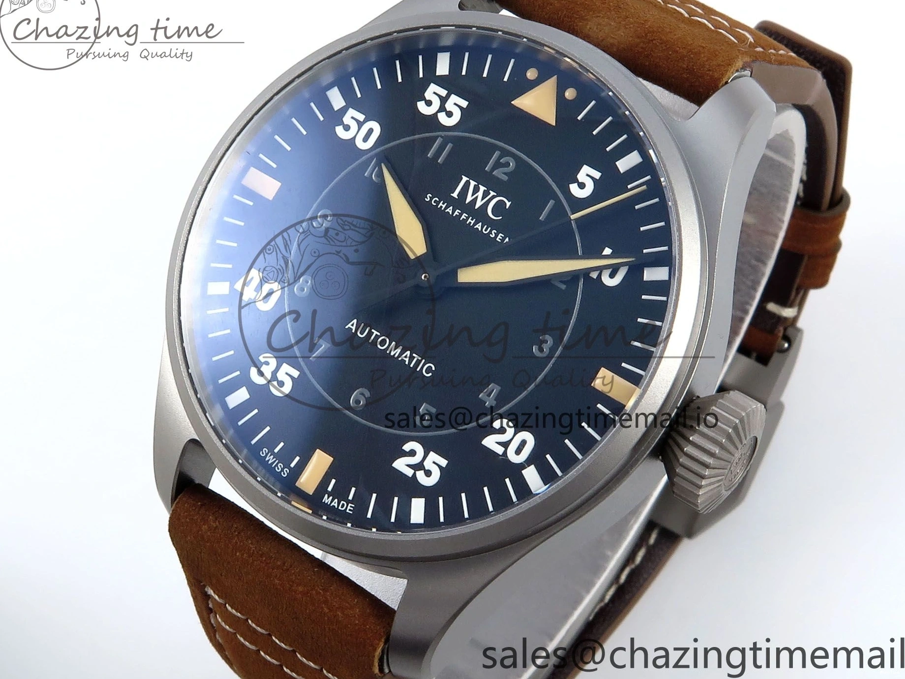 MIROTIME 0415 Big Pilot IW329701 M+F 1:1 Best Edition Black Dial on Brown Leather Strap MY RelaxedFit 7005